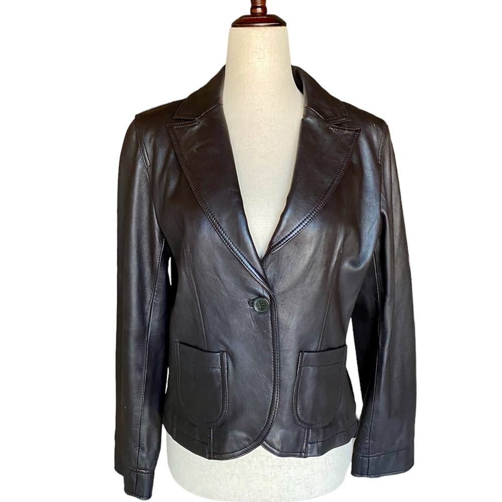 Petite Sophisticate Leather Blazer Jacket Size Small